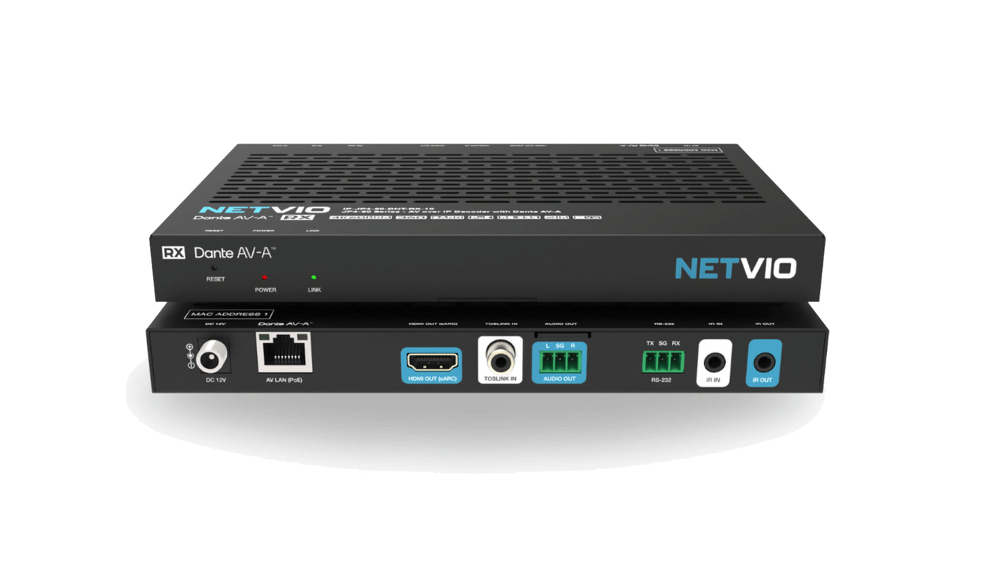 Netvio JP4-60 Dante AV-A Decoder – IP-JP4-60-DNT-RX-10