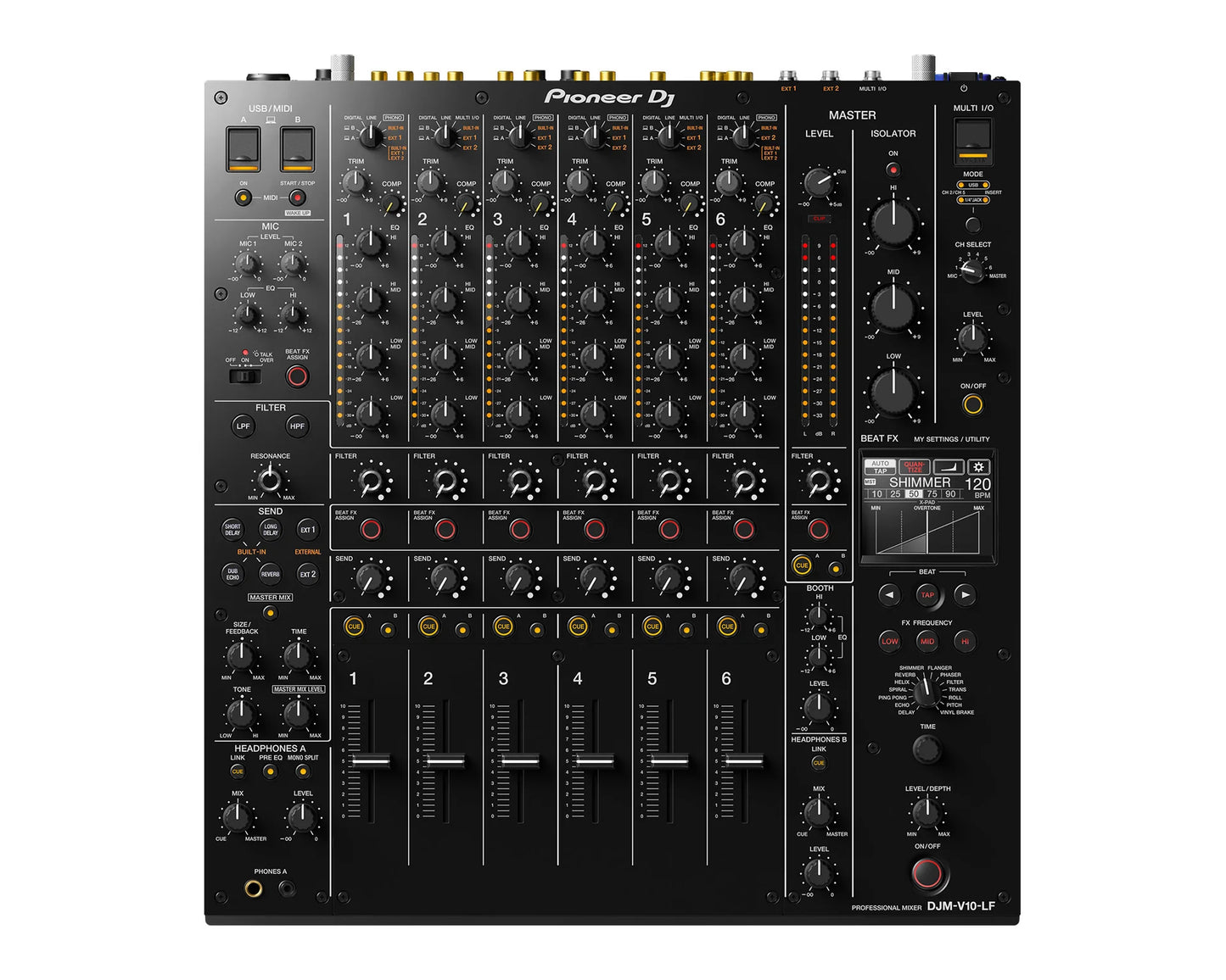 Pioneer DJ DJM-V10-LF 6Ch Pro DJ Mixer Long Faders and Optimised Curves