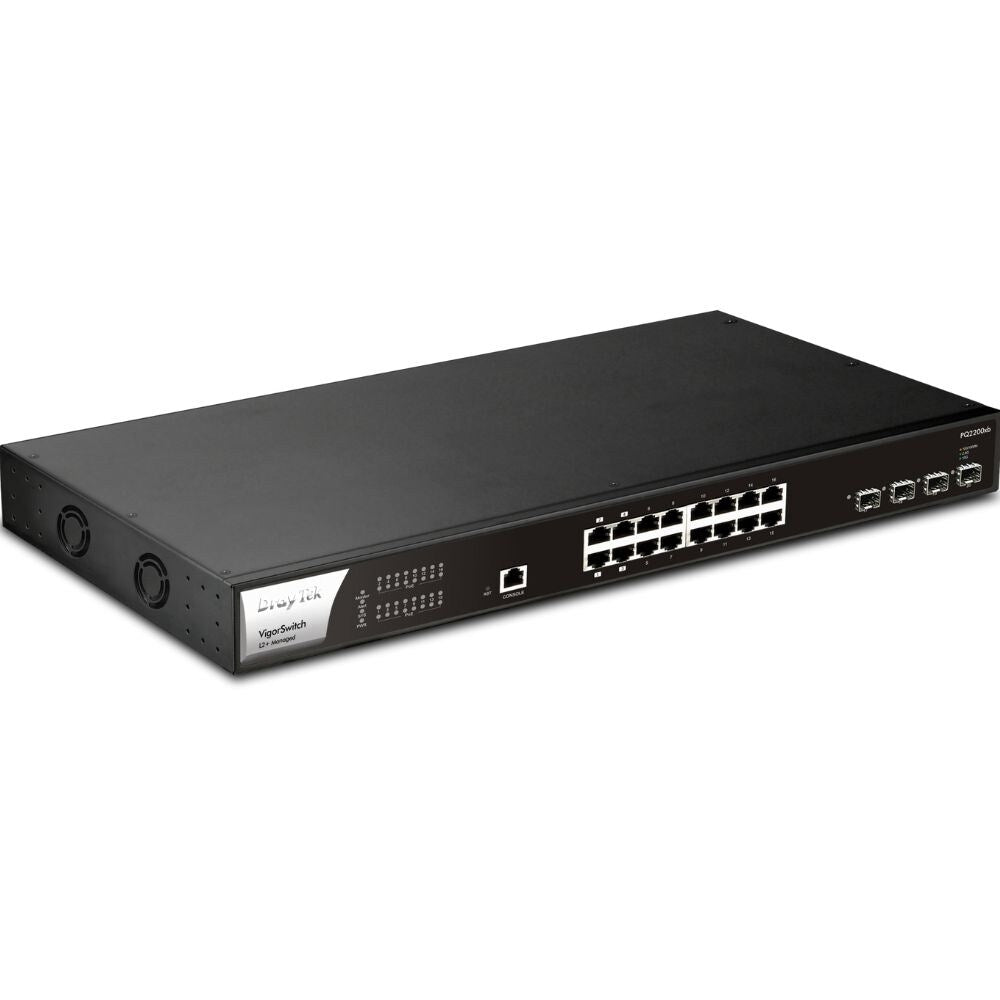 DrayTek VigorSwitch PQ2200xb 16 Port 2.5G Switch With 4 Ports PoE++, 12 Ports PoE+, 400W and 4 SFP+ Ports Switches Draytek
