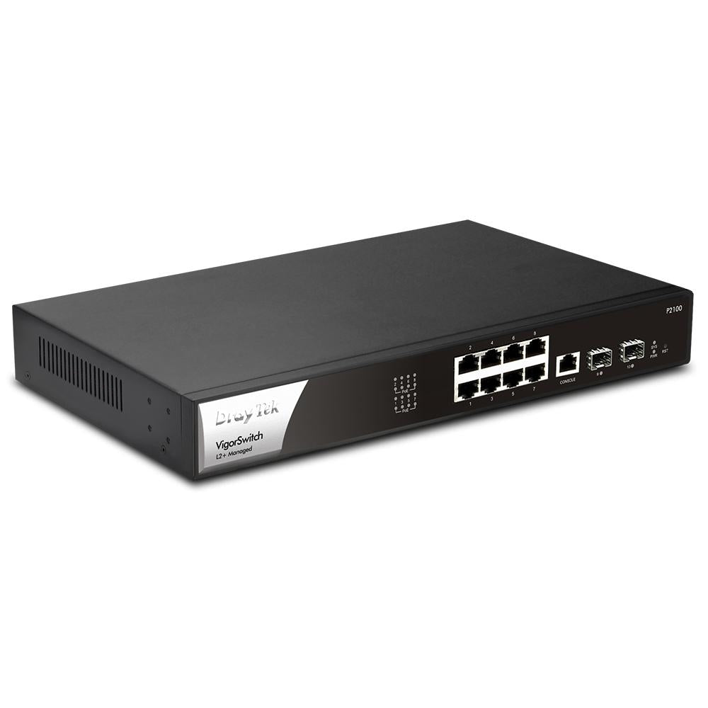 DrayTek Layer 2 Managed PoE+ Switch with 8 Gigabit RJ-45 Ports + 2 SFP Ports Uplink Ports Switches Draytek