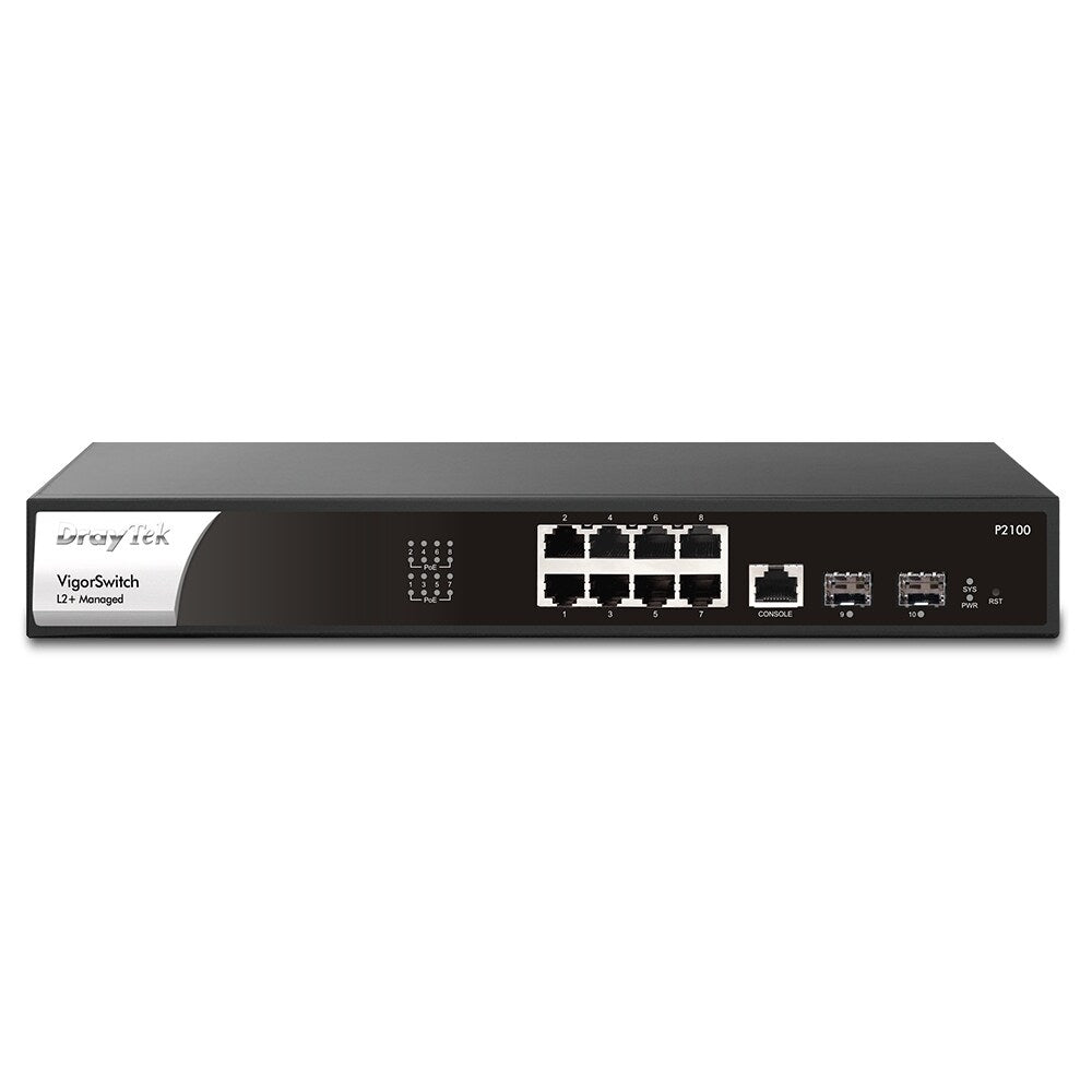DrayTek Layer 2 Managed PoE+ Switch with 8 Gigabit RJ-45 Ports + 2 SFP Ports Uplink Ports Switches Draytek