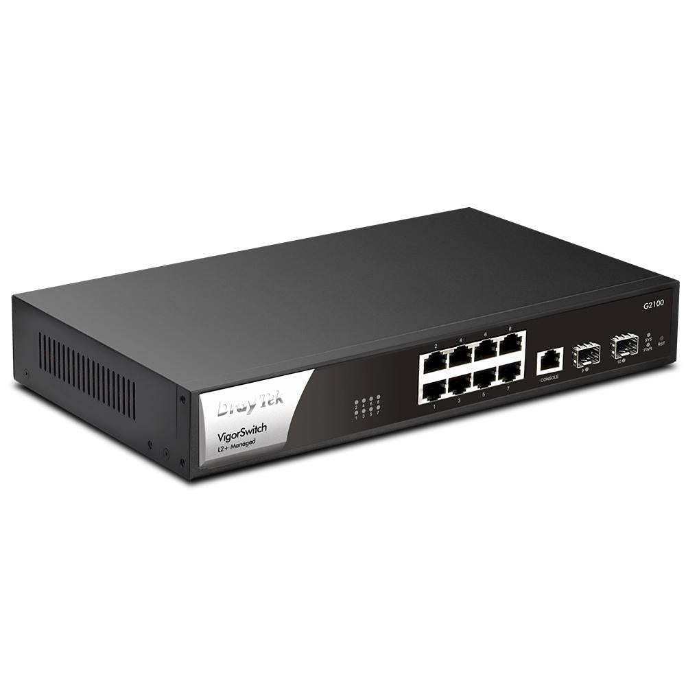 DrayTek Layer 2 Managed Switch With 8 Gigabit RJ-45 Ports and 2 SFP Ports Uplink Ports Switches Draytek