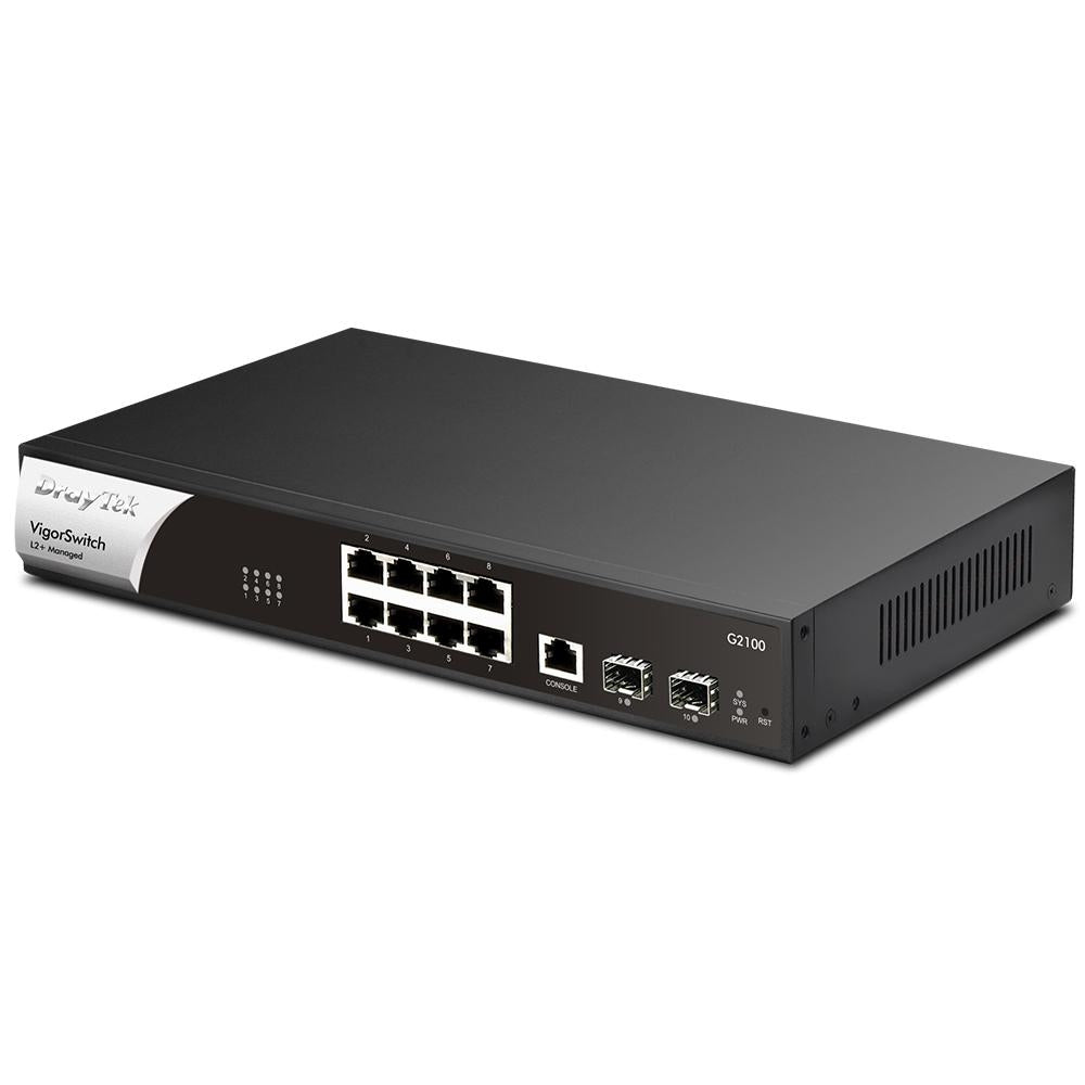 DrayTek Layer 2 Managed Switch With 8 Gigabit RJ-45 Ports and 2 SFP Ports Uplink Ports Switches Draytek