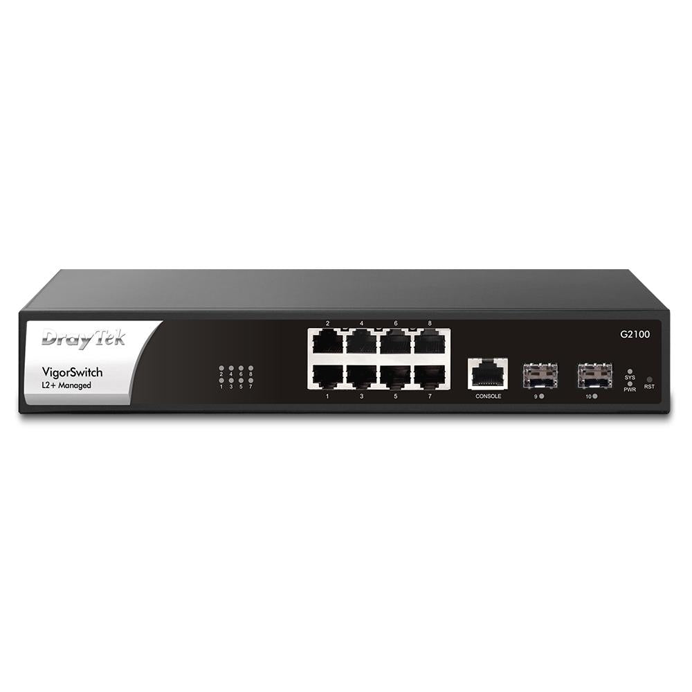 DrayTek Layer 2 Managed Switch With 8 Gigabit RJ-45 Ports and 2 SFP Ports Uplink Ports Switches Draytek