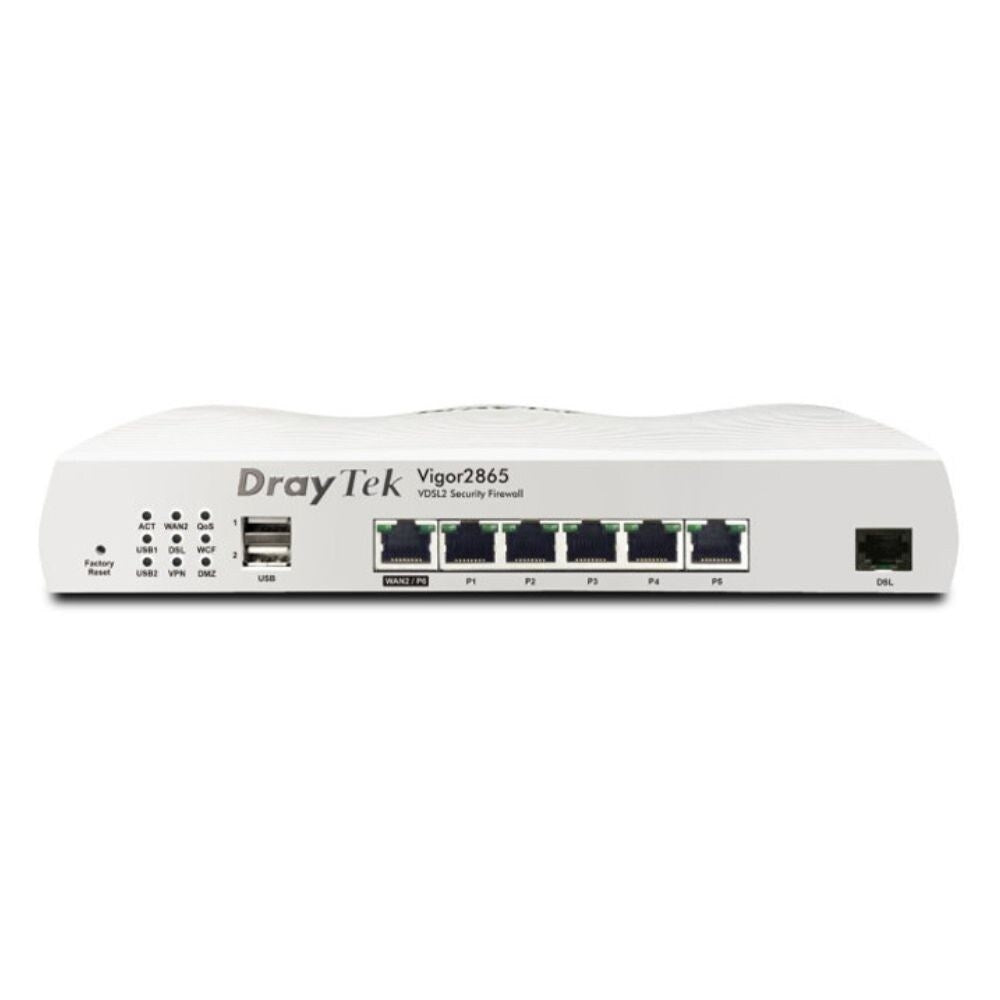 Draytek Vigor 2865 FTTP VDSL Router Firewall and 6 Port Gigabit Switch, Wired, AX Wi-Fi and 3G or 4G With AC Wi-Fi and 5G With AX Wi-FI Router Draytek