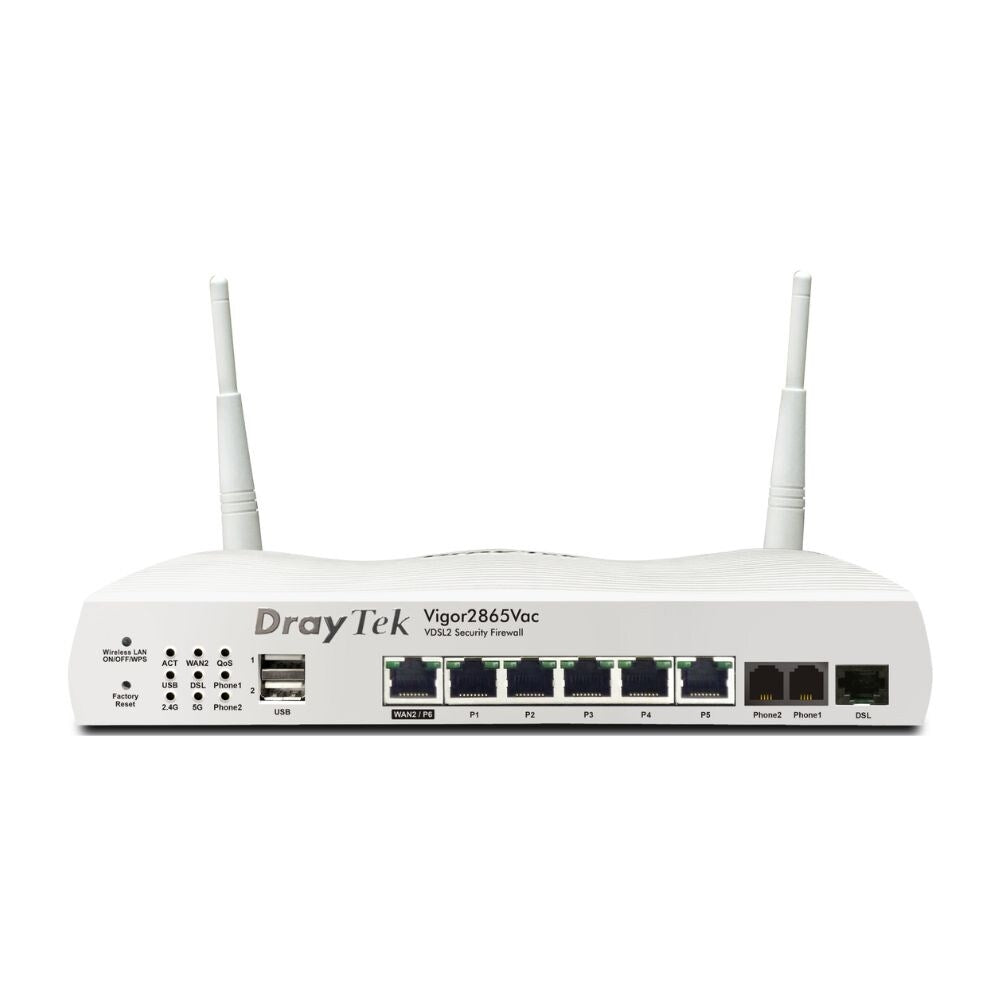 Draytek Vigor 2865 FTTP VDSL Router Firewall and 6 Port Gigabit Switch, Wired, AX Wi-Fi and 3G or 4G With AC Wi-Fi and 5G With AX Wi-FI Router Draytek