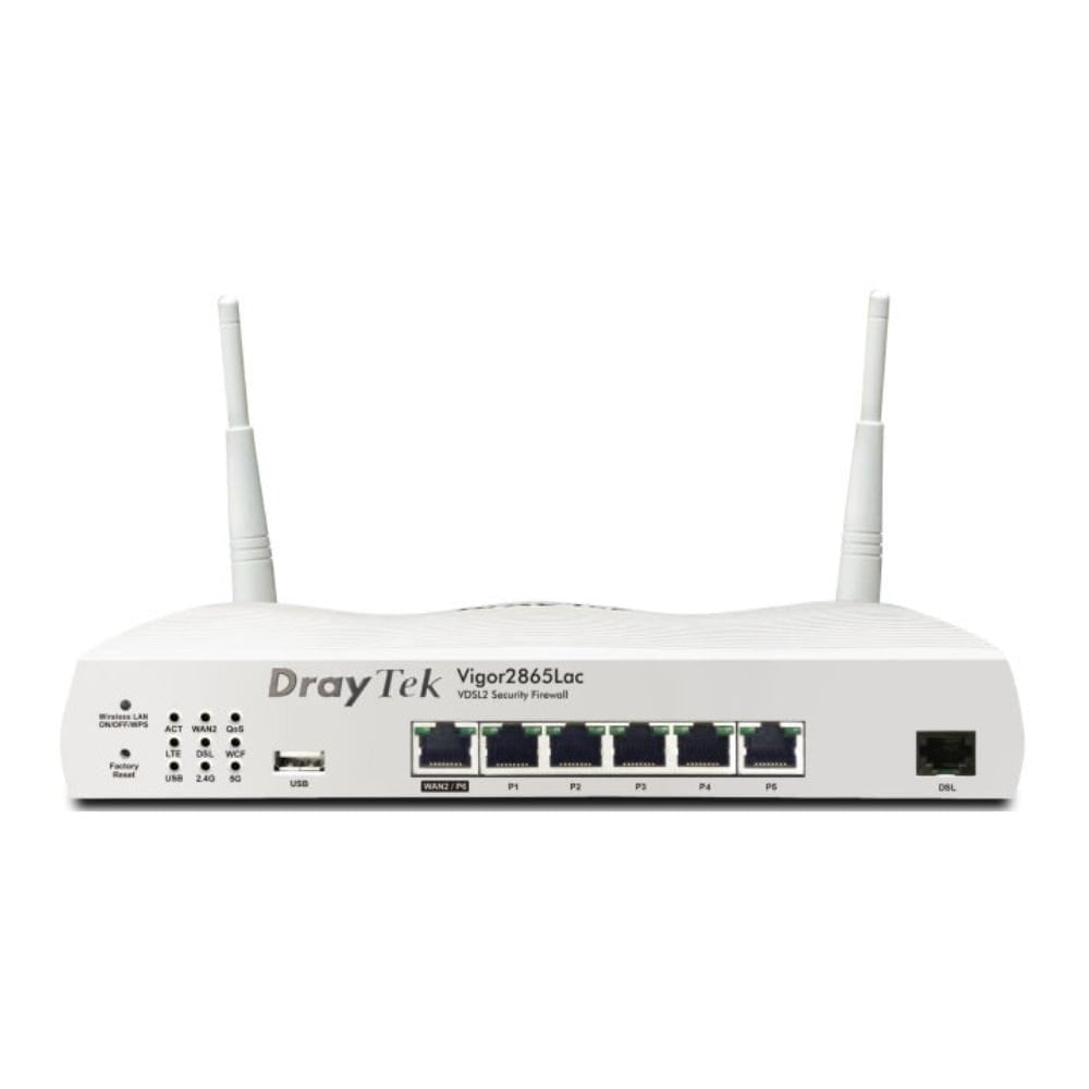 Draytek Vigor 2865 FTTP VDSL Router Firewall and 6 Port Gigabit Switch, Wired, AX Wi-Fi and 3G or 4G With AC Wi-Fi and 5G With AX Wi-FI Router Draytek