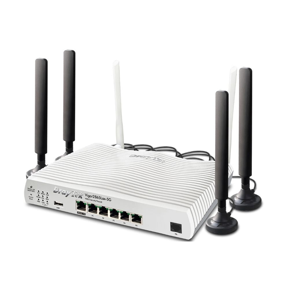 Draytek Vigor 2865 FTTP VDSL Router Firewall and 6 Port Gigabit Switch, Wired, AX Wi-Fi and 3G or 4G With AC Wi-Fi and 5G With AX Wi-FI Router Draytek