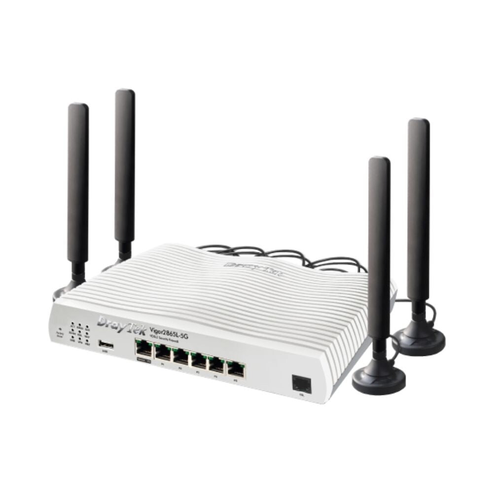 Draytek Vigor 2865 FTTP VDSL Router Firewall and 6 Port Gigabit Switch, Wired, AX Wi-Fi and 3G or 4G With AC Wi-Fi and 5G With AX Wi-FI Router Draytek