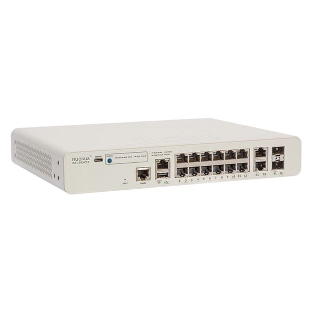 Ruckus ICX7150 12 Port PoE+ Gb Ethernet Switch, 2 x 1G SFP+ Uplinks and 124W PoE Budget Switches Ruckus