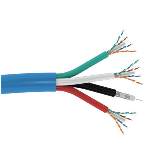 SCP HNC-18-ECA CAT6 HDBASET CERTIFIED CABLE, 23 AWG + 1X RG6/U QUAD SHIELD COAX BUNDLED MULTICORE: 152M SPOOL