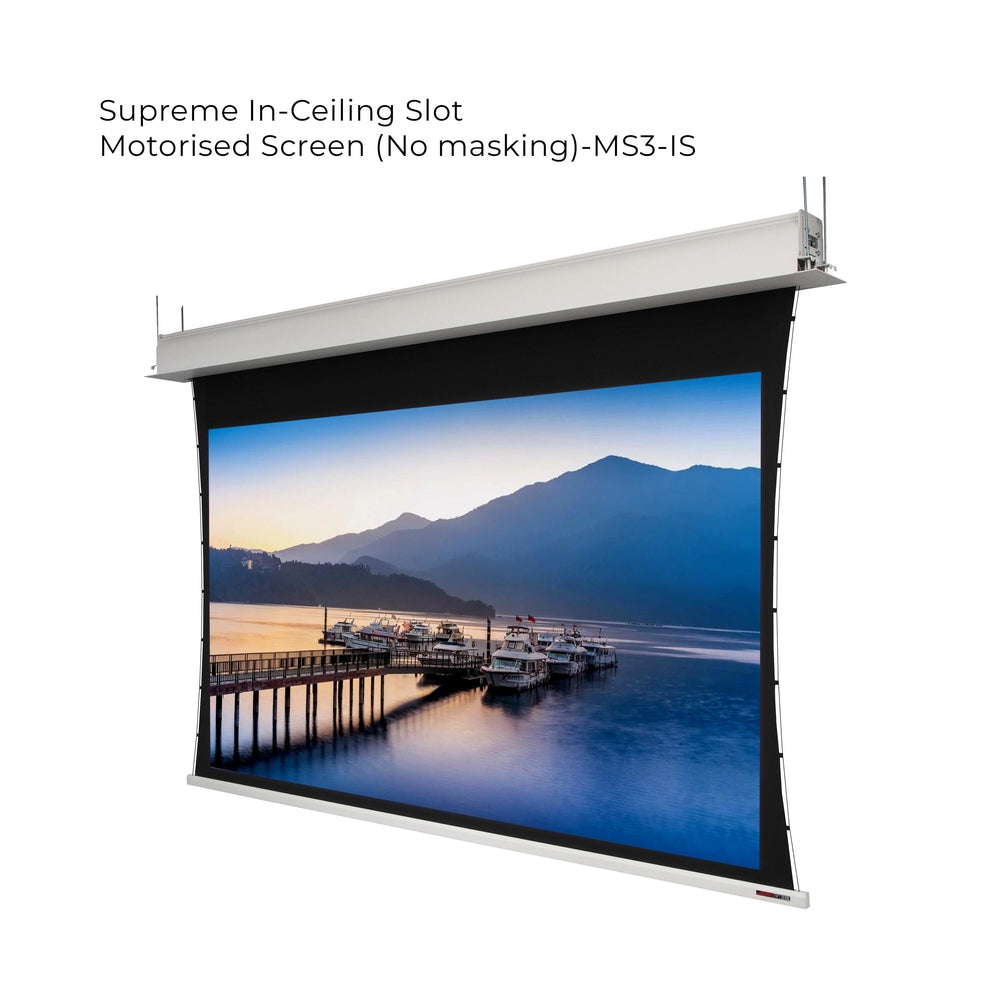Screen Research In Ceiling Comprehensive Portfolio of Motorised Drop Down Screens With Black or White Casing  1